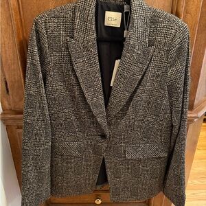 Women's Black and brown Plaid Blazer NWT